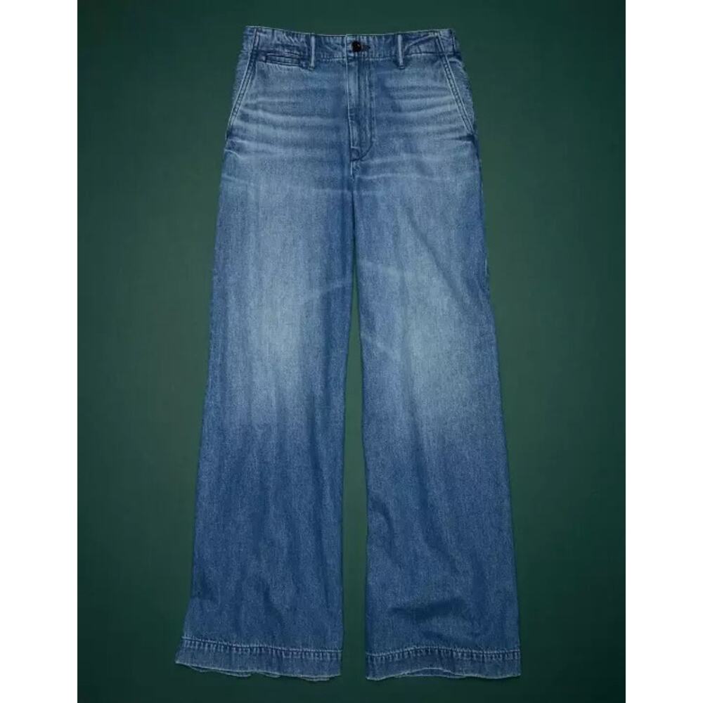 AE77 Women's Premium Wide Leg Trouser Jeans, High-Rise Denim - Size 2